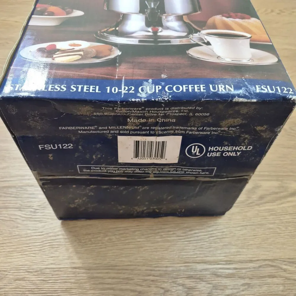 Farberware FSU122 Stainless Steel 10-22 Cup Coffee Urn Percolator New Open Box